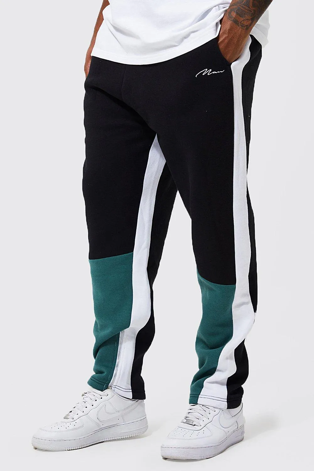 Plus Slim Fit Man Colour Block Joggers