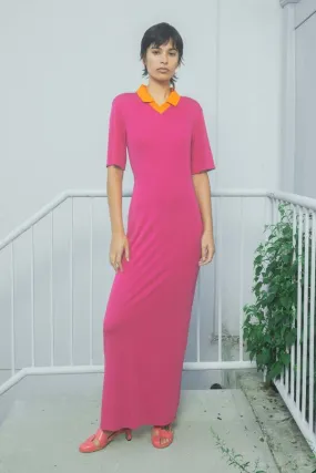 Polo Dress - Magenta/Orange