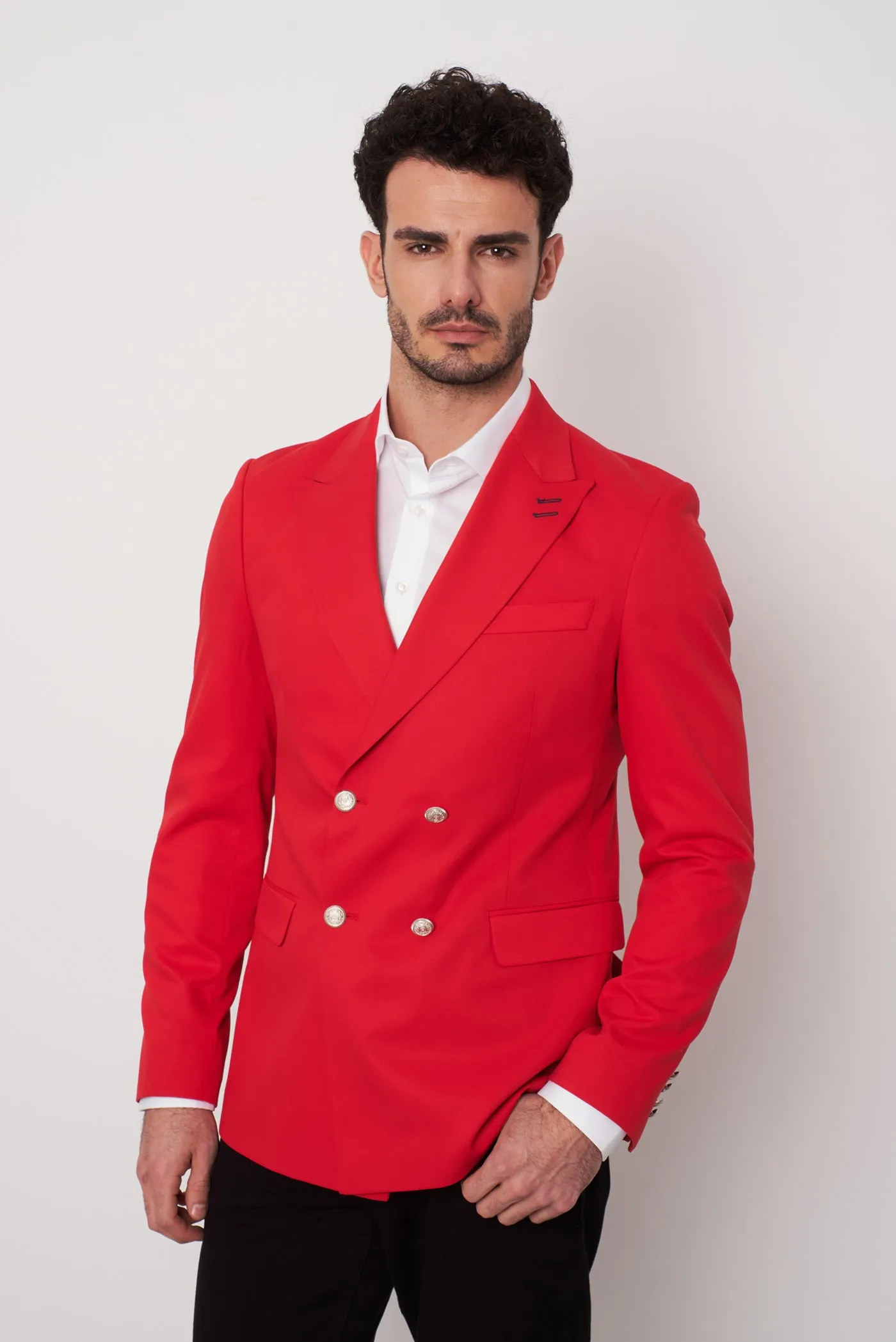 Polyviscose Man Jacket Red