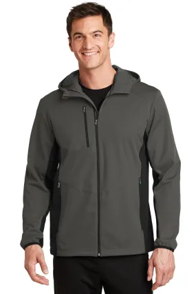Port Authority Active Hooded Soft Shell Jacket J719 Grey Steel/ Deep Black