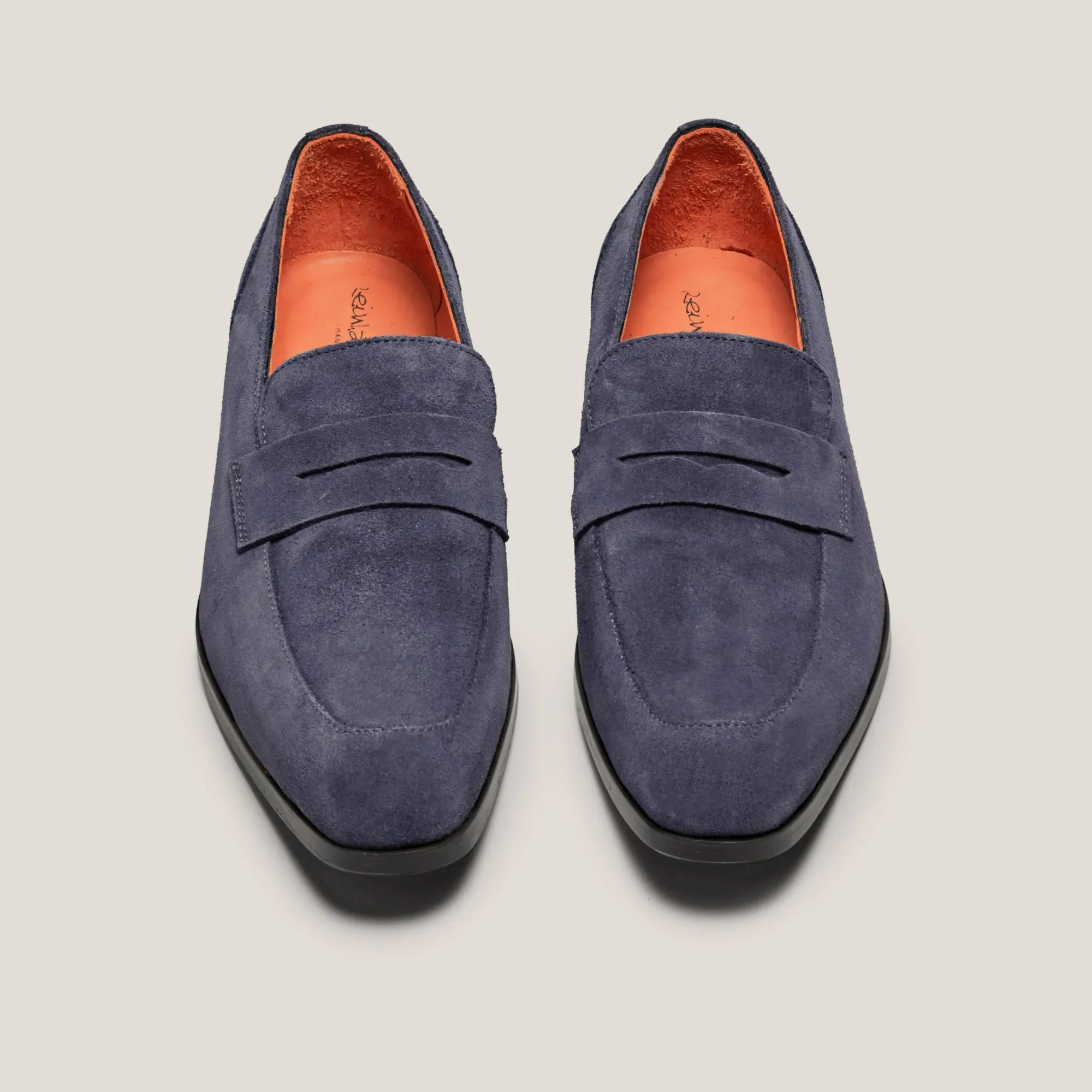 Porto Dark Navy Suede Penny Loafers