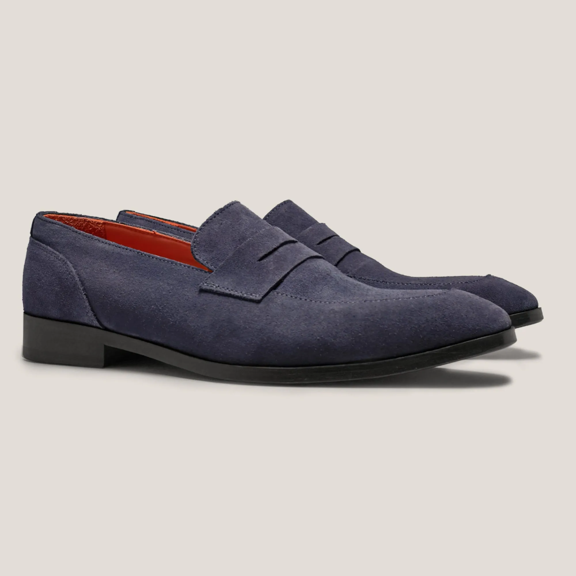 Porto Dark Navy Suede Penny Loafers