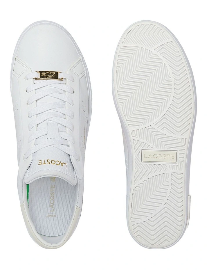Powercourt 2.0 Tonal Leather Sneakers in White/Gold