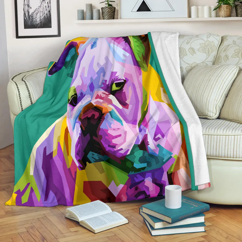 Premium Blanket colorful english bulldog pop art style