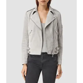 Pretty Little Liars S07 Lucy Hale Light Gray Suede Jacket