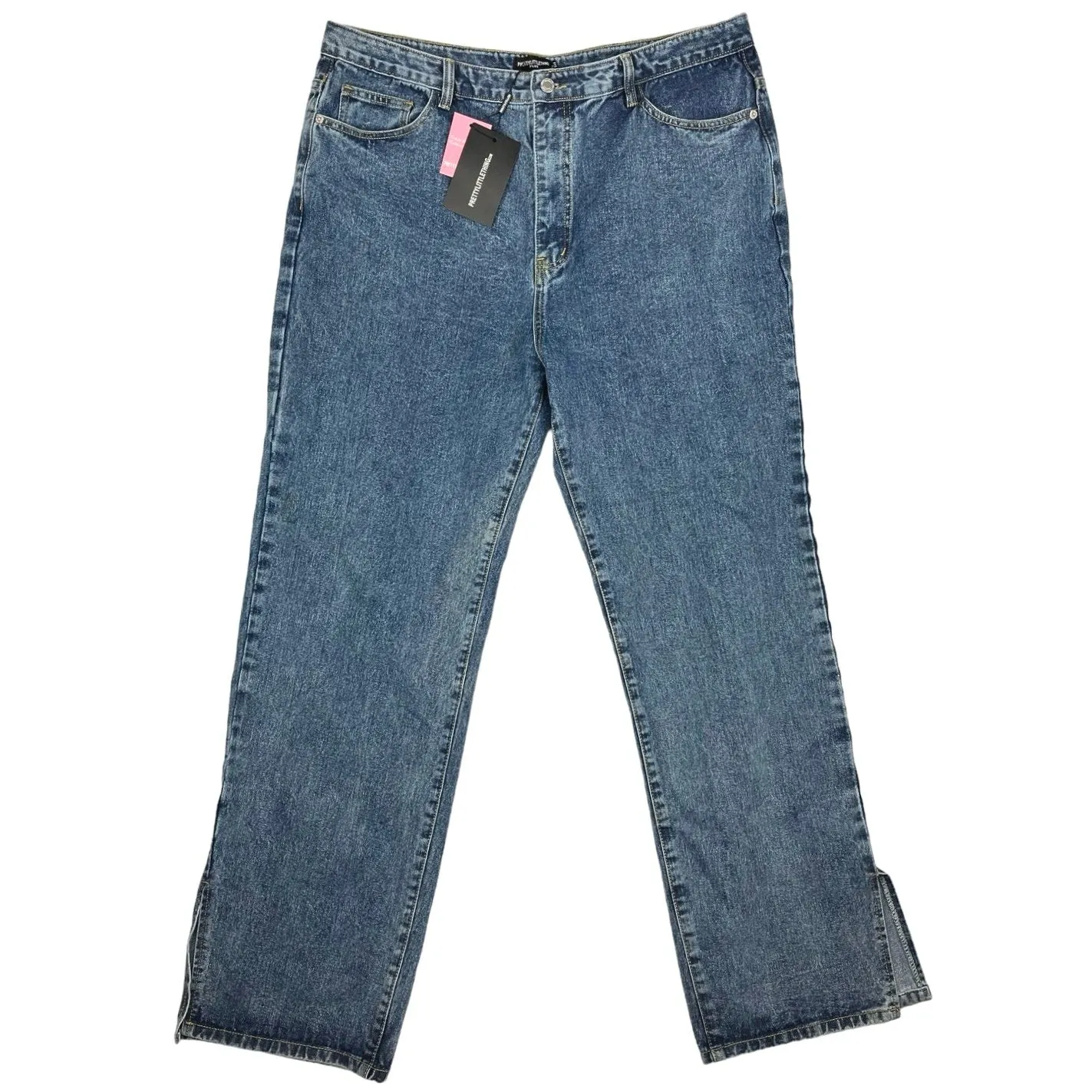 Pretty Little Things Plus Vintage Wash Straight Split Hem Denim Jeans Size 16