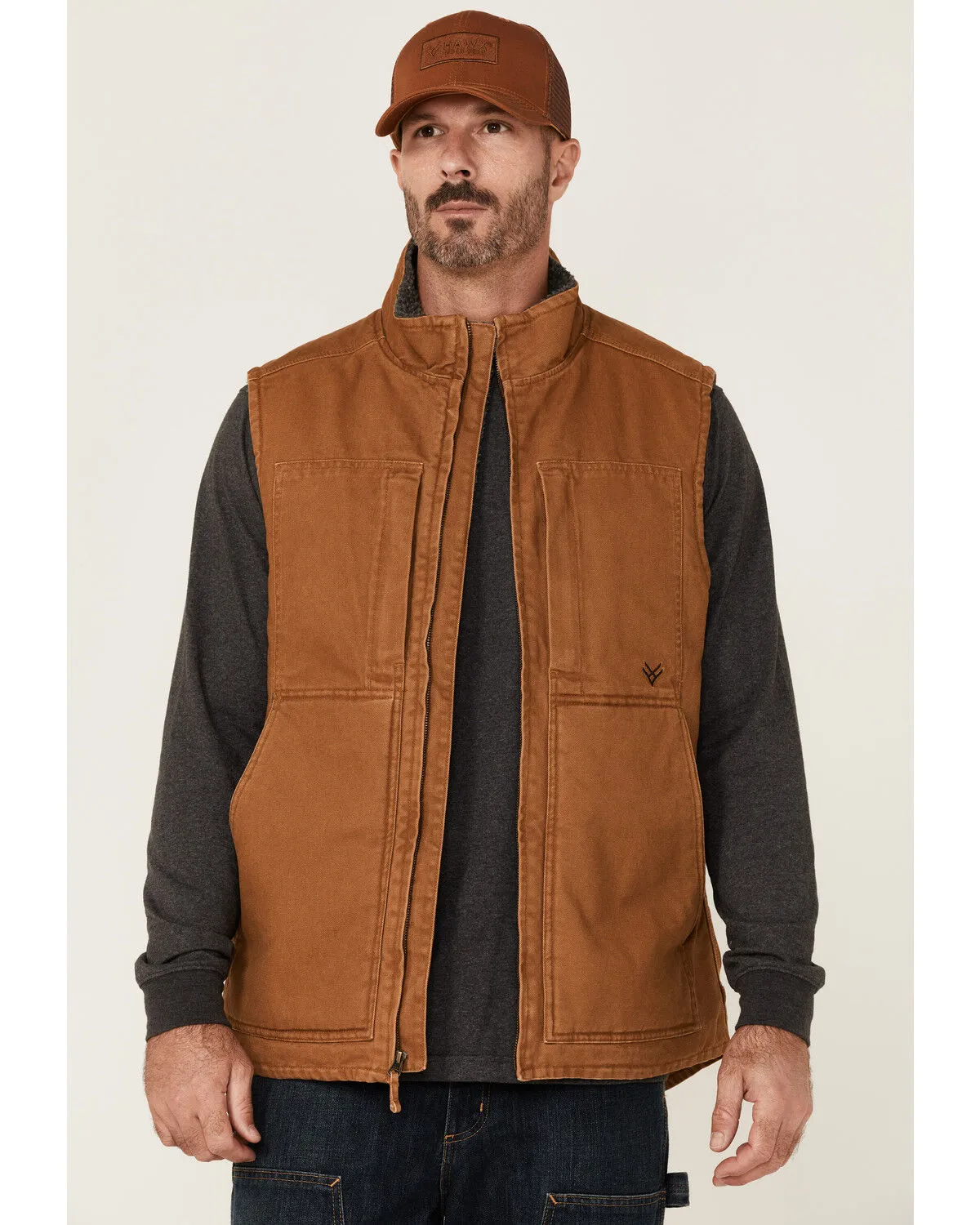 Product Name:  Hawx Men's Rust Copper Browder Weathered Duck Zip-Front Insulated Work Vest