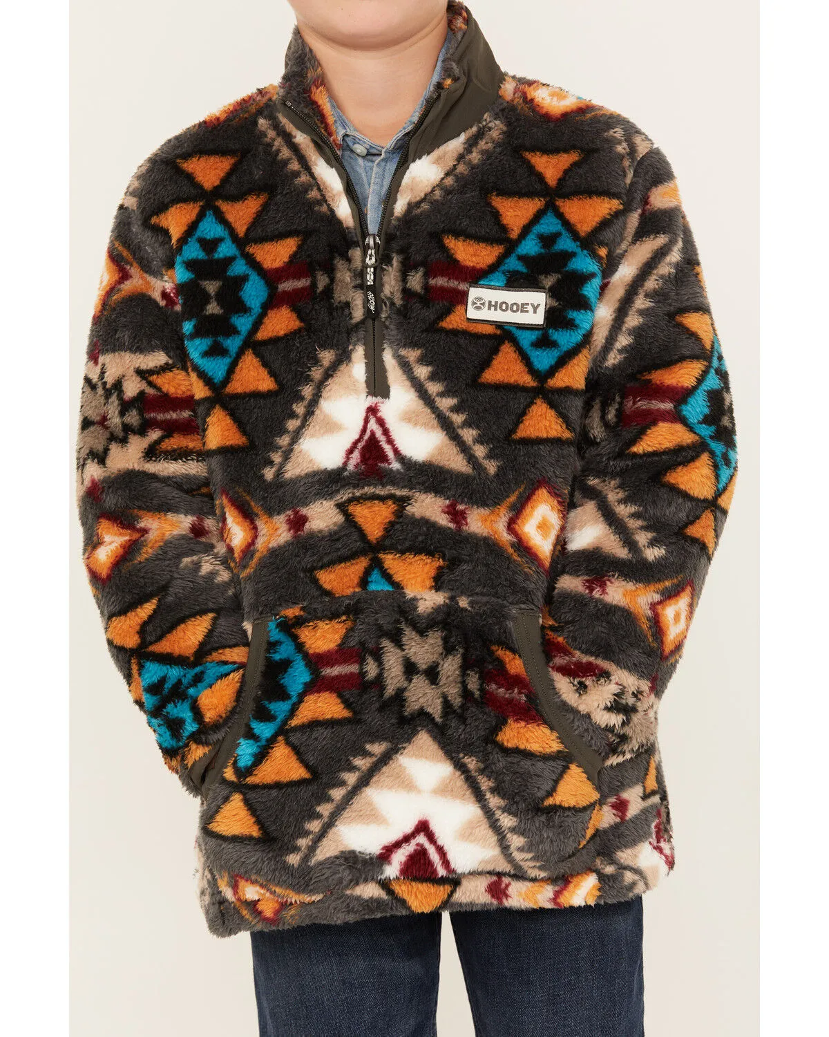 Product Name:  Hooey Boys' Southwestern Print Quarter-Zip Fleece Pullover