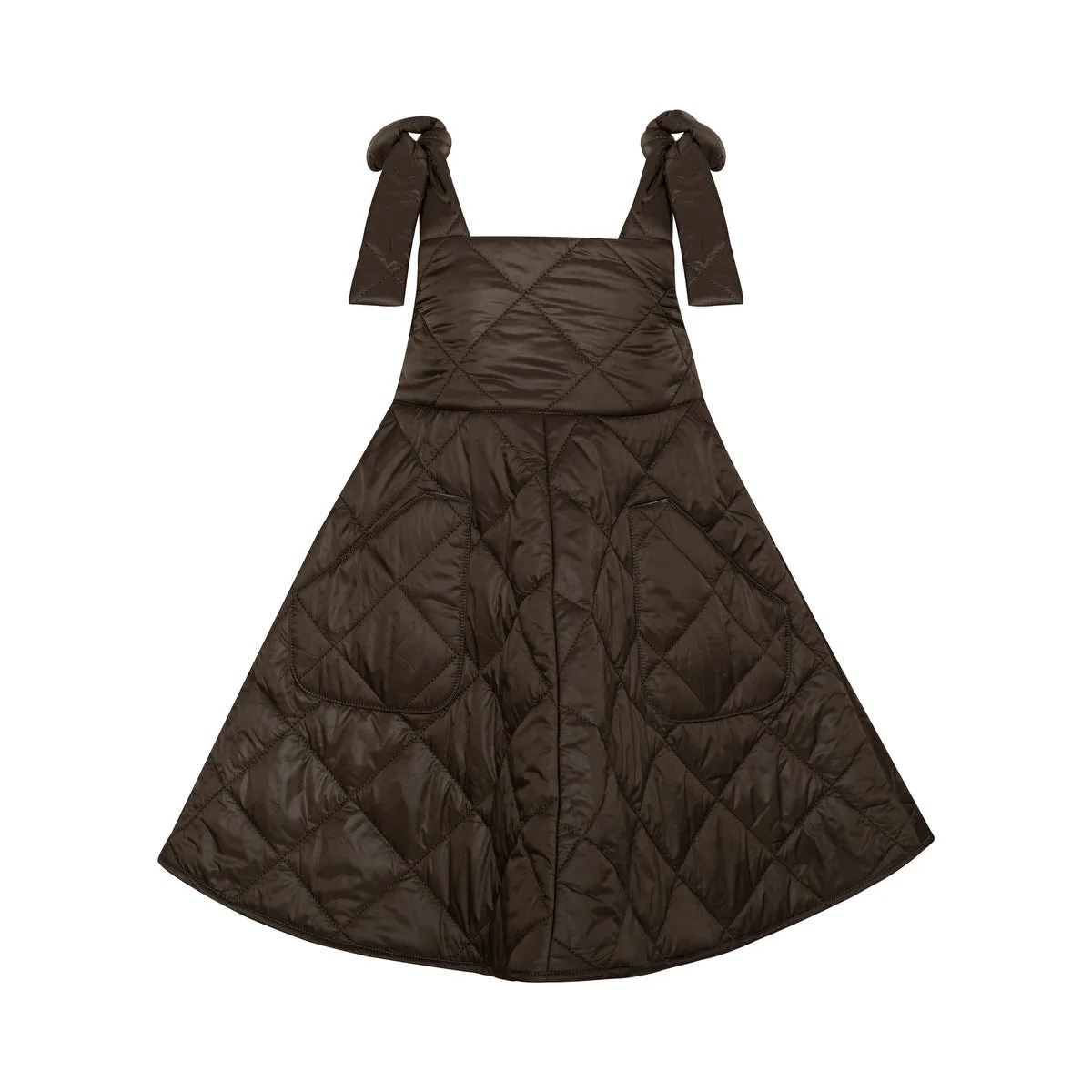 PUFFER PINAFORE DRESS LANE-Brown