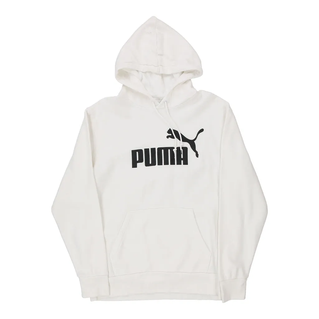Puma Spellout Hoodie - Medium White Cotton Blend