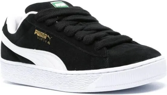 PUMA stamped-logo suede platform sneakers Black