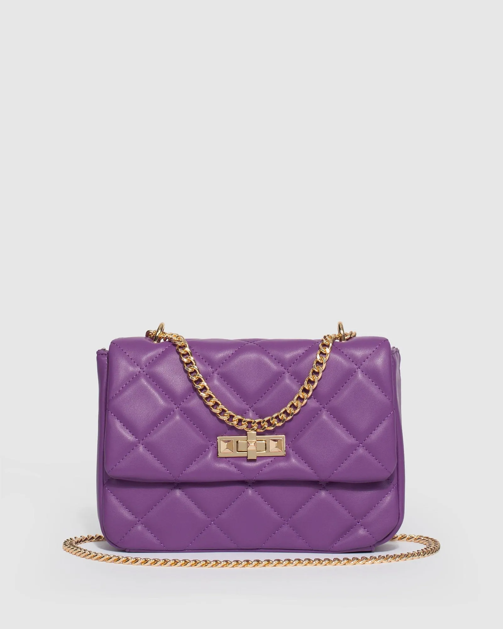 Purple Amillia Stud Lock Crossbody Bag
