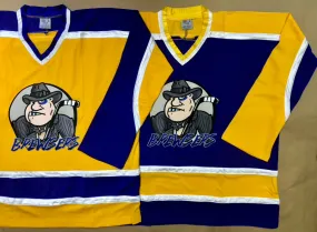 Purple and Gold Hockey Jerseys with the Brewsers Twill Logo