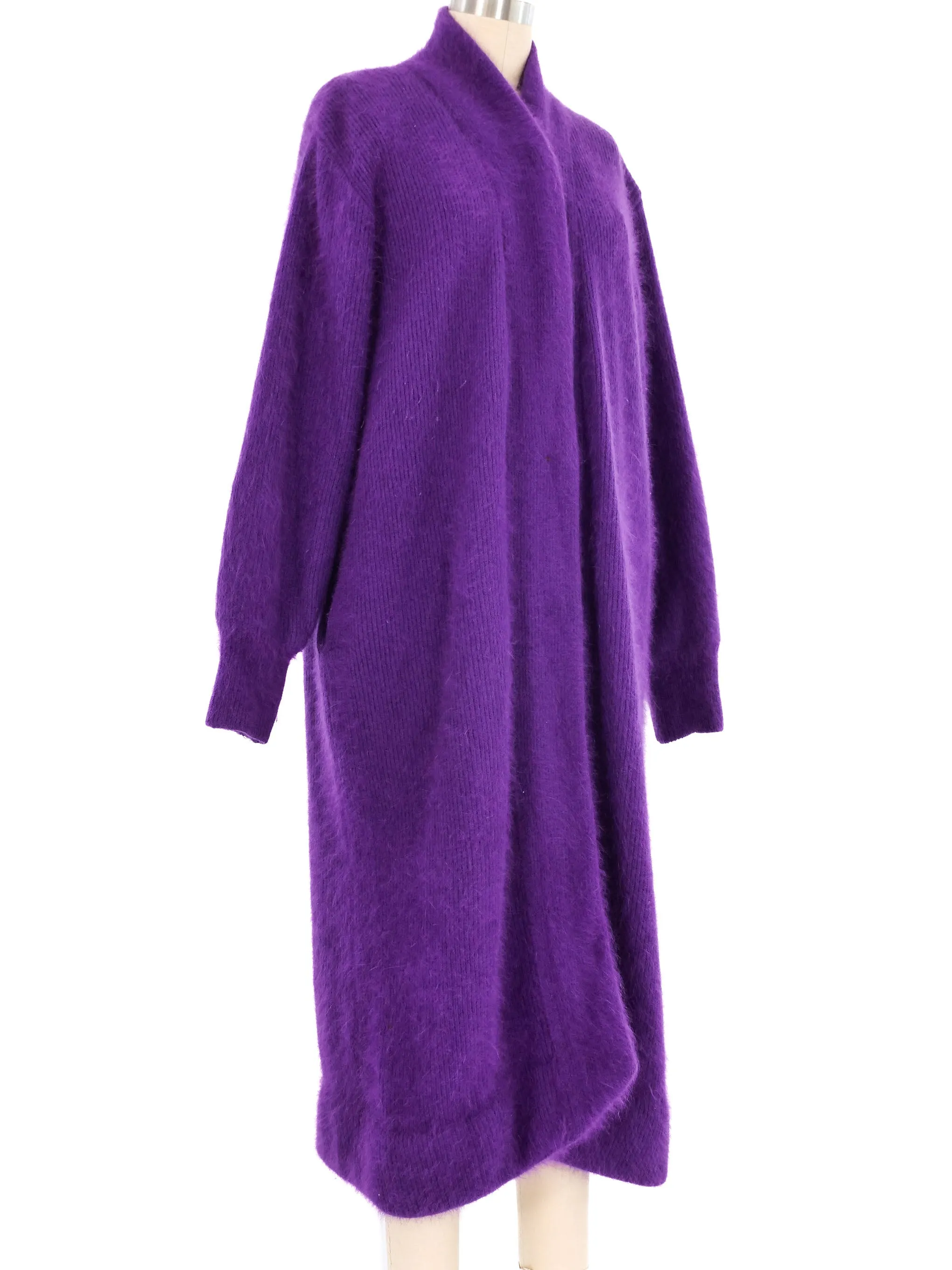 Purple Angora Longline Cardigan
