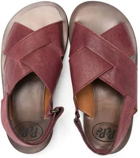 Pèpè leather crossover-strap sandals Red