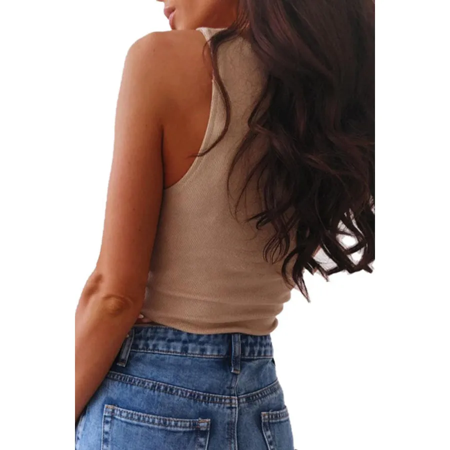Quarter Button Wide Strap Tank