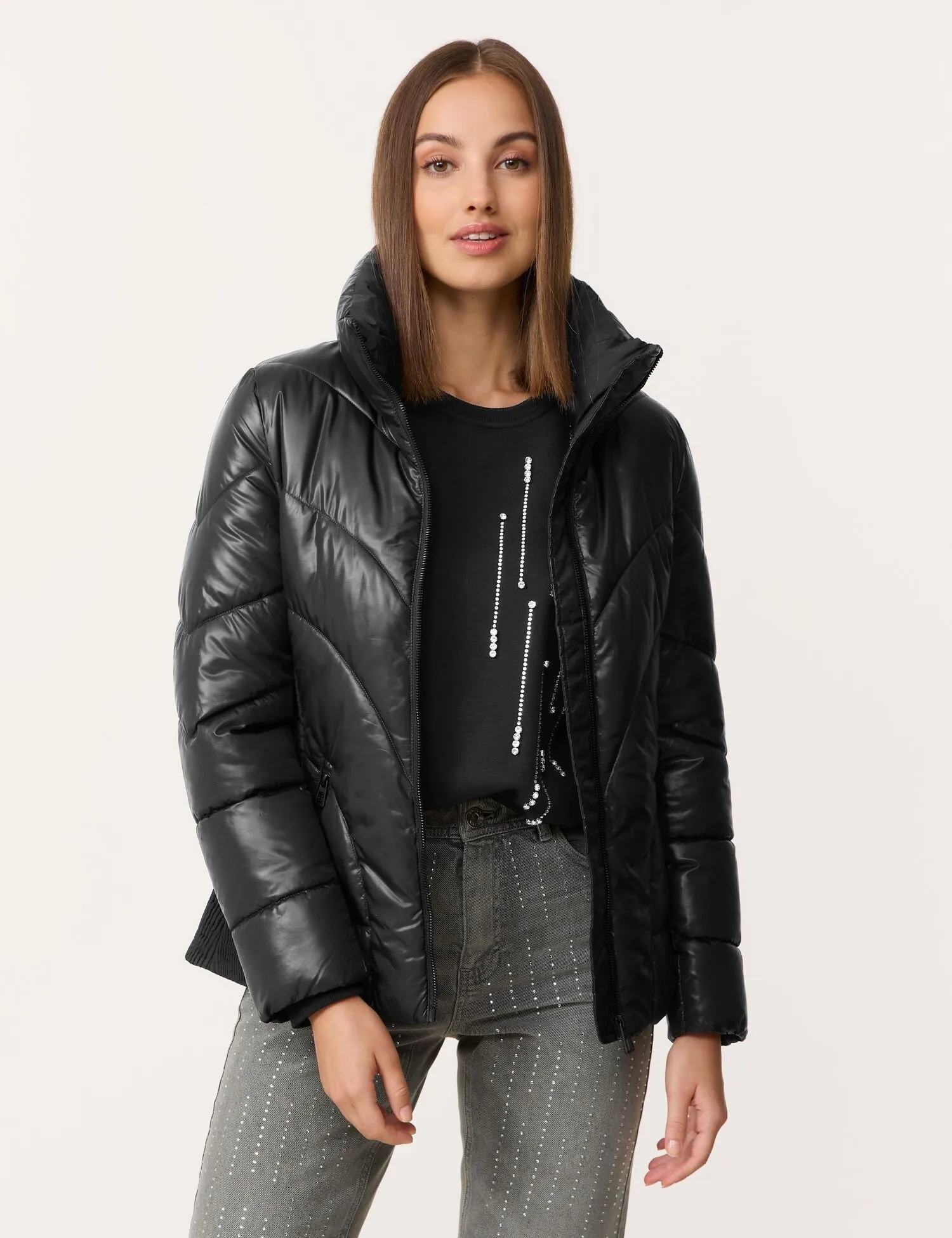 Quilted jacket with a shiny finish
