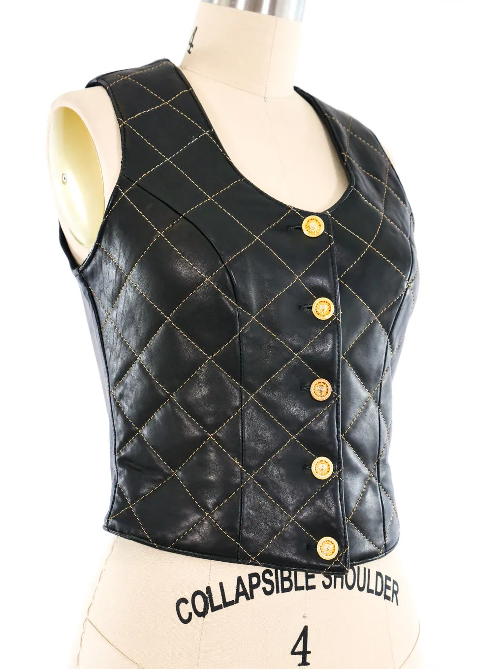 Quilted Leather Cropped Vest