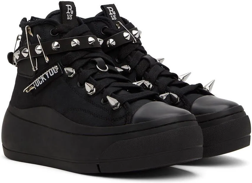 R13 Black Pyramid Studded Kurt Sneakers