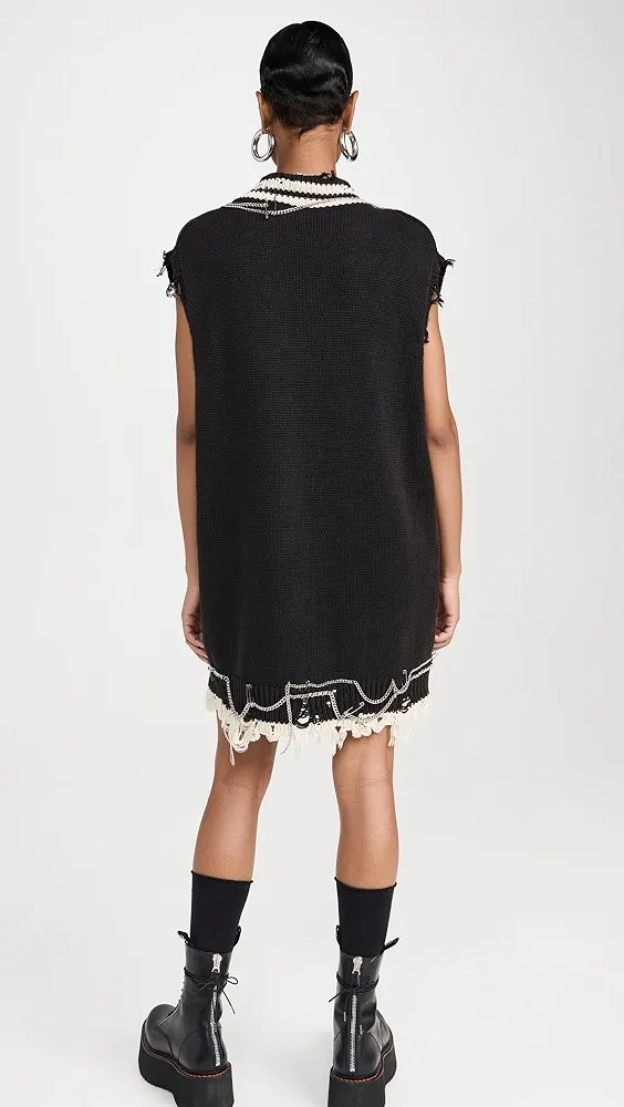 R13   Oversized Vest Dress with Chains 