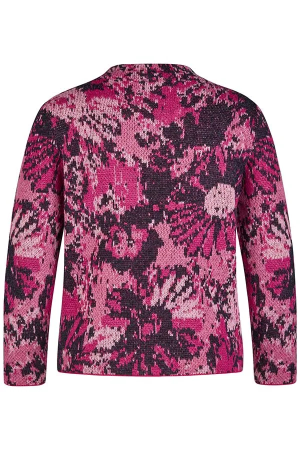 Rabe & LecomteDEEP PINK FLORAL JAQUARD PULLOVER