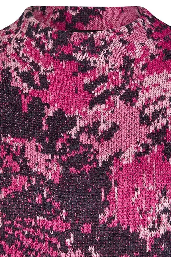 Rabe & LecomteDEEP PINK FLORAL JAQUARD PULLOVER