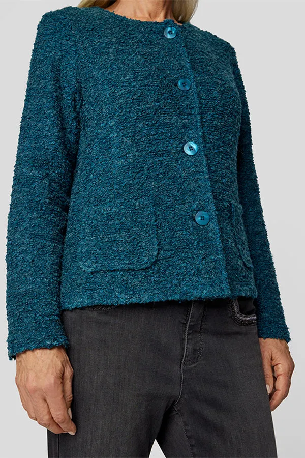 Rabe & LecomteFUZZY TEAL BUTTONED KNIT CARDIGAN