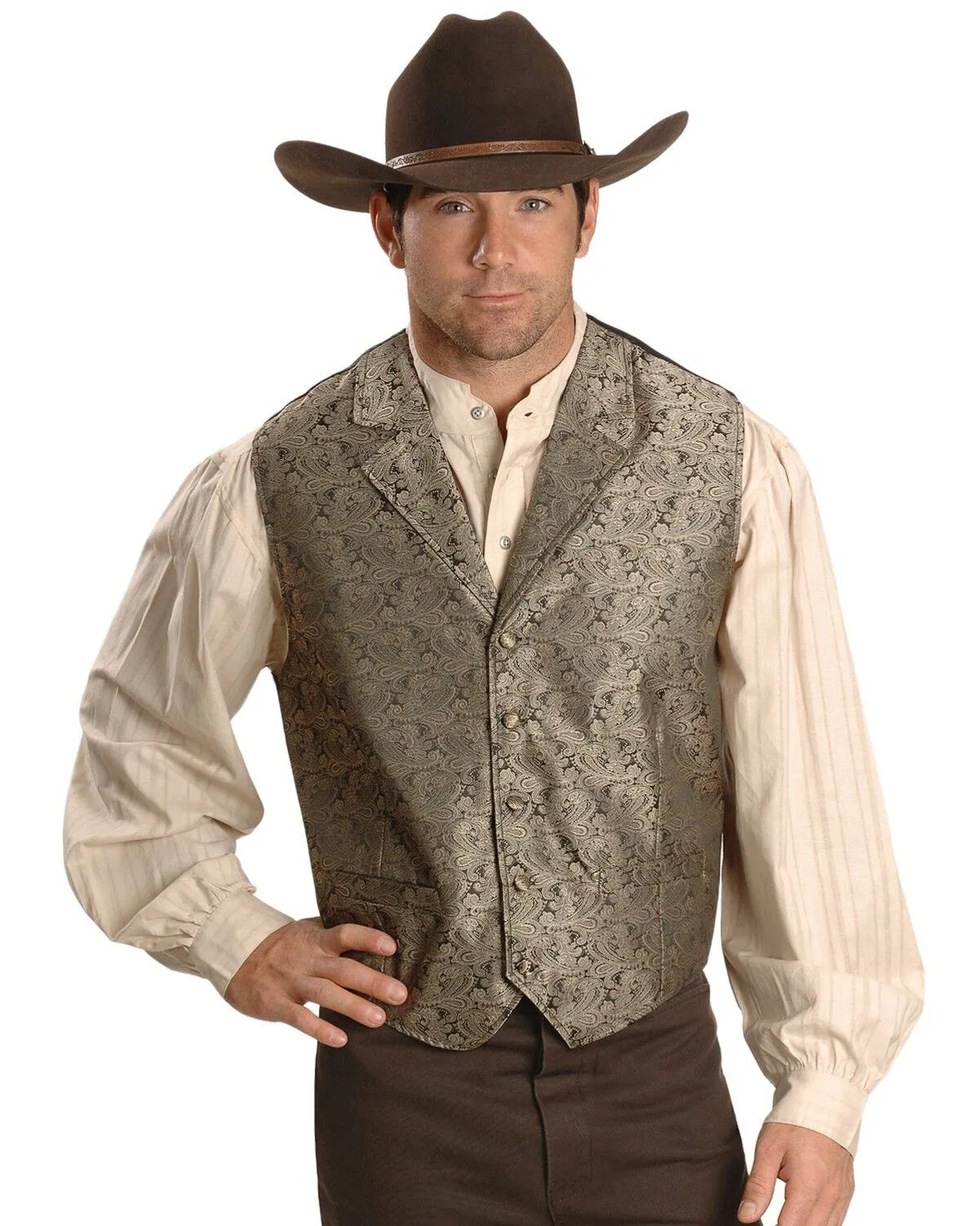 Rangewear by Scully Taupe Paisley Button Vest