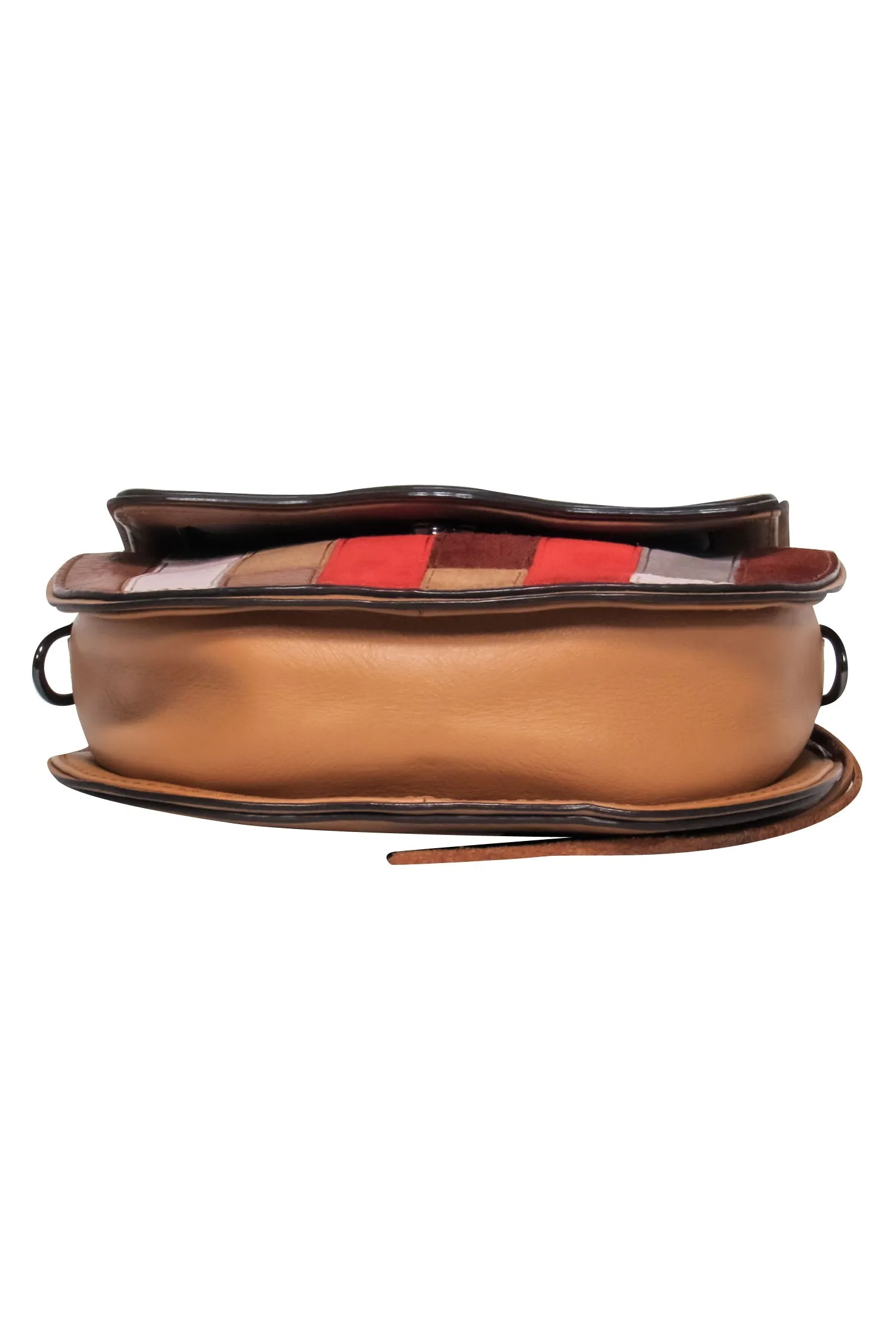 Rebecca Minkoff - Tan Patchwork Crossbody Saddle Bag w/ Tassel