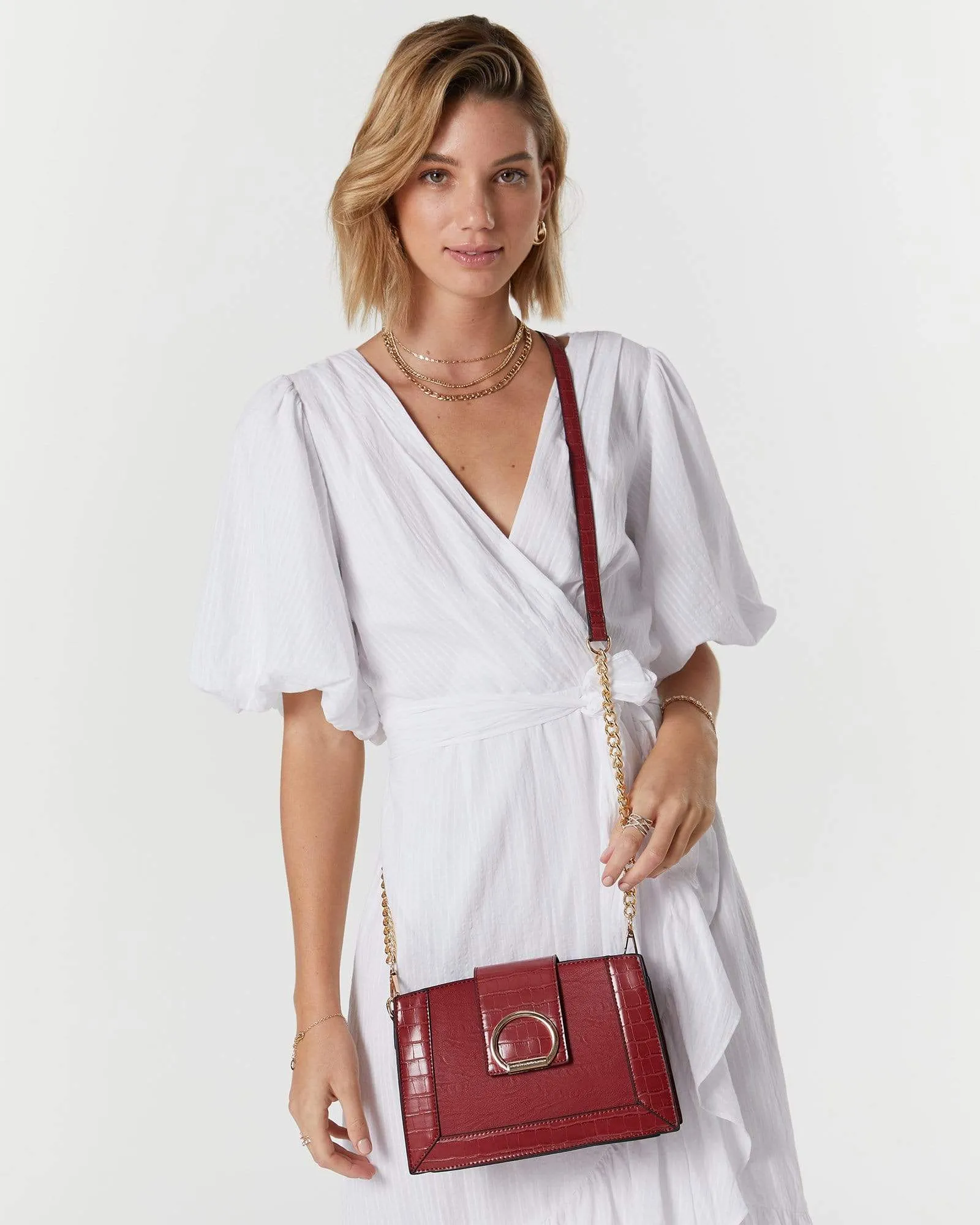 Red Avalee Ring Crossbody Bag