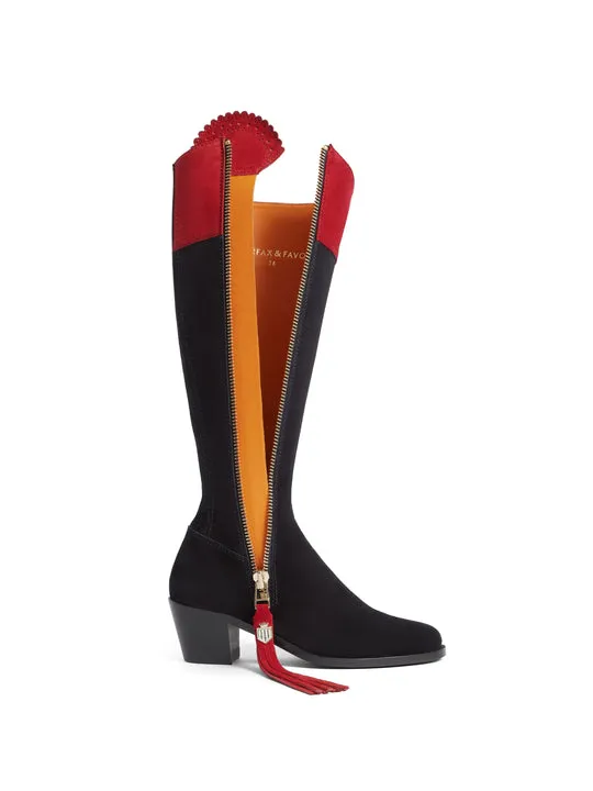 Regina       20% Off   |   Save £83  British Equestrian Navy & Red Heeled Knee-high Boots        - Regular Fit