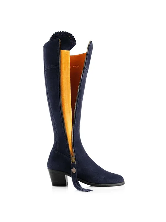 Regina navy Heeled Knee-high Boots        - Narrow Fit