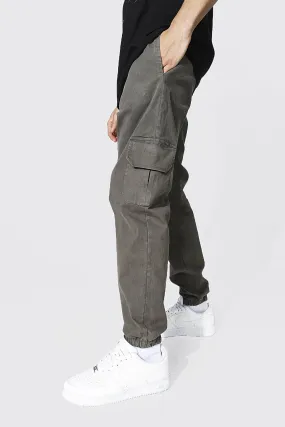 Regular Fit Acid Wash Cargo Pants