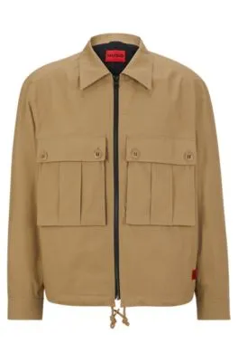 Regular-fit jacket in ripstop cotton with signature label