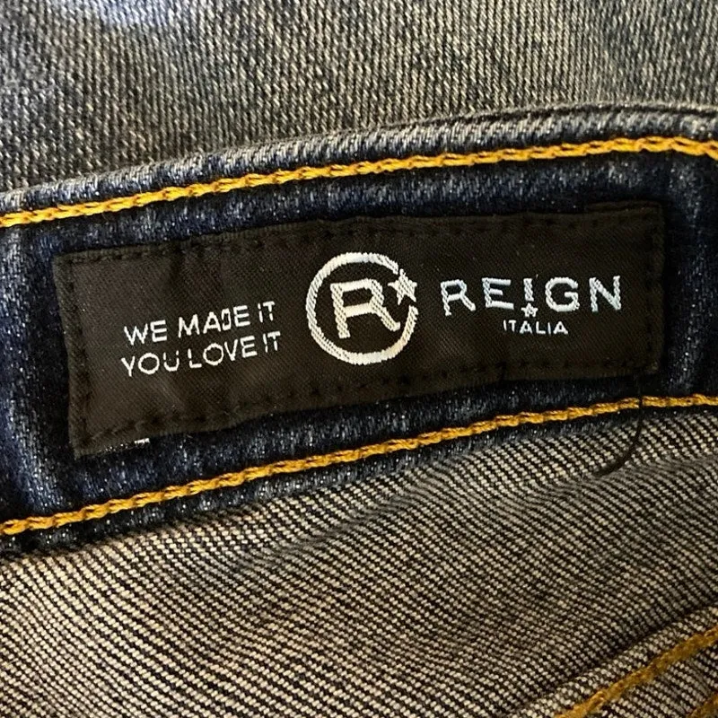 Reign Blue Kimberly Faded Low Rise Distressed Skinny Ankle Crop Denim Jeans 29R