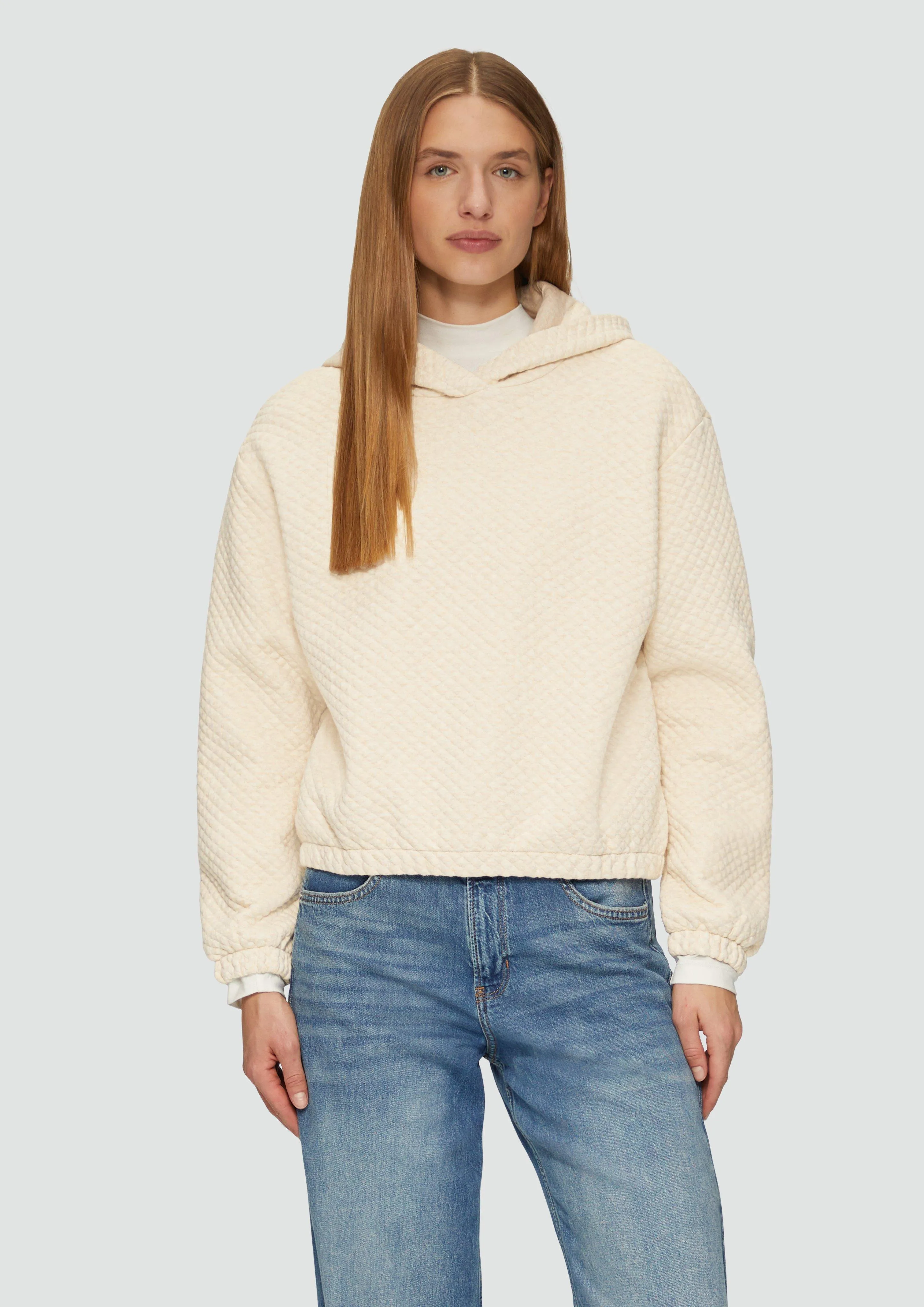 Relaxed-fit hoodie with a waffle texture