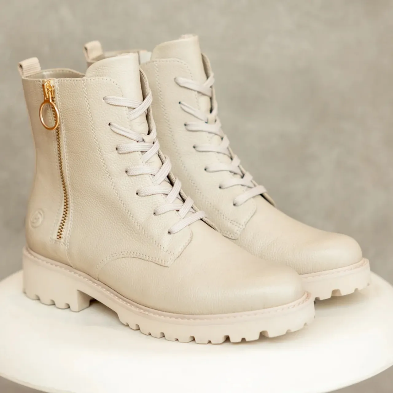 Remonte D8671-60 Beige Leather Biker Boot