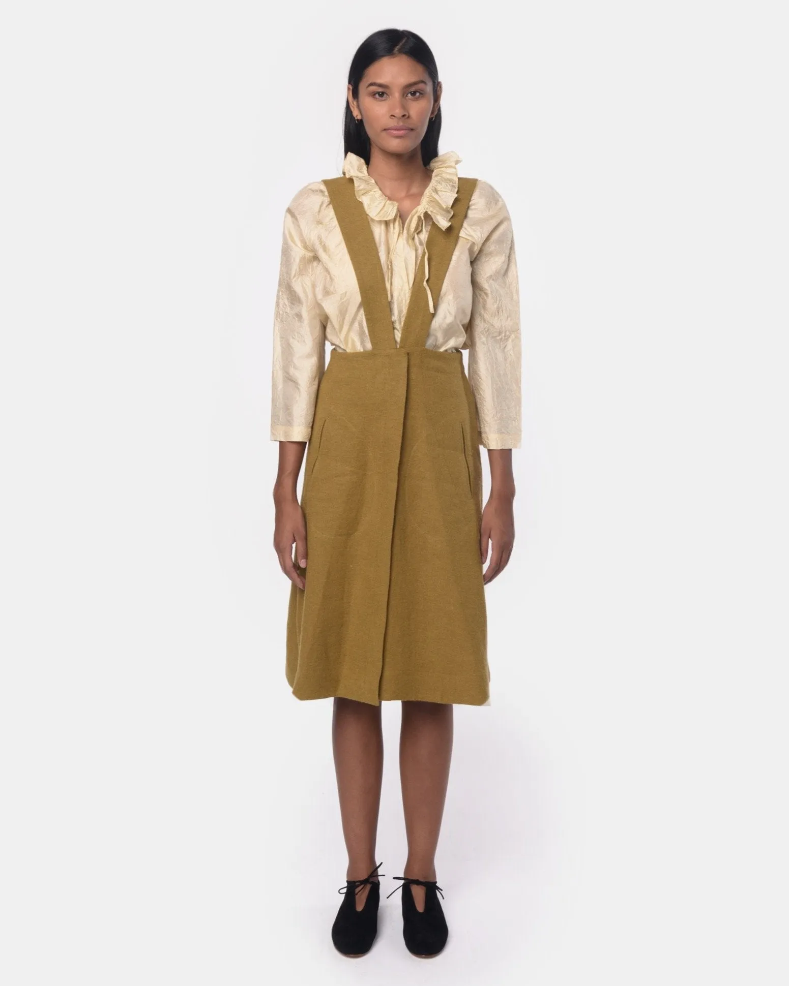 Renee Suspender Skirt in Ochre