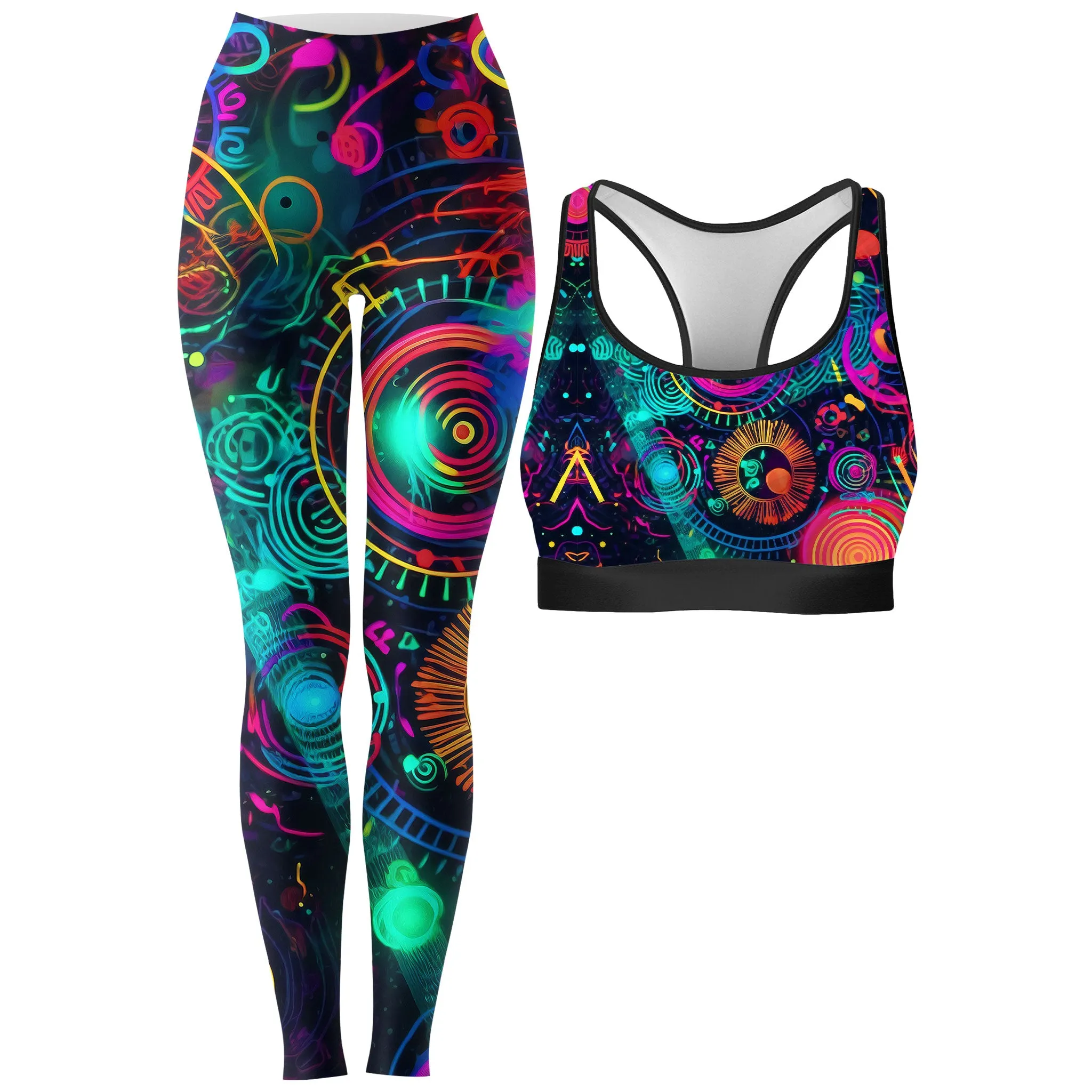 Retro Trip Rave Bra and Leggings Combo