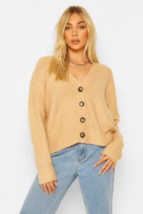 Rib Knit Oversized Boyfriend Cardigan