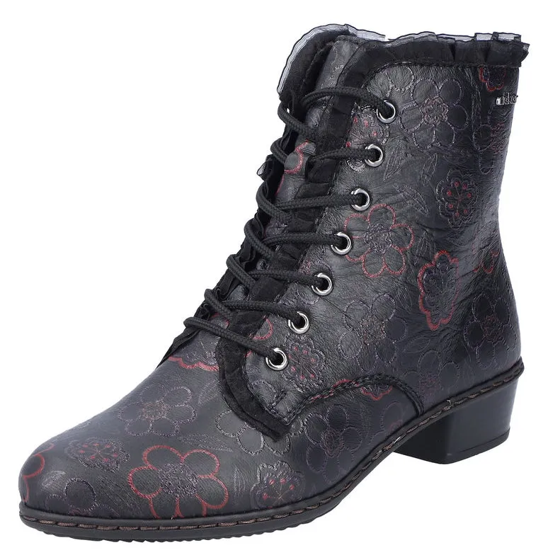 Rieker Black Multi Lace Up Boot