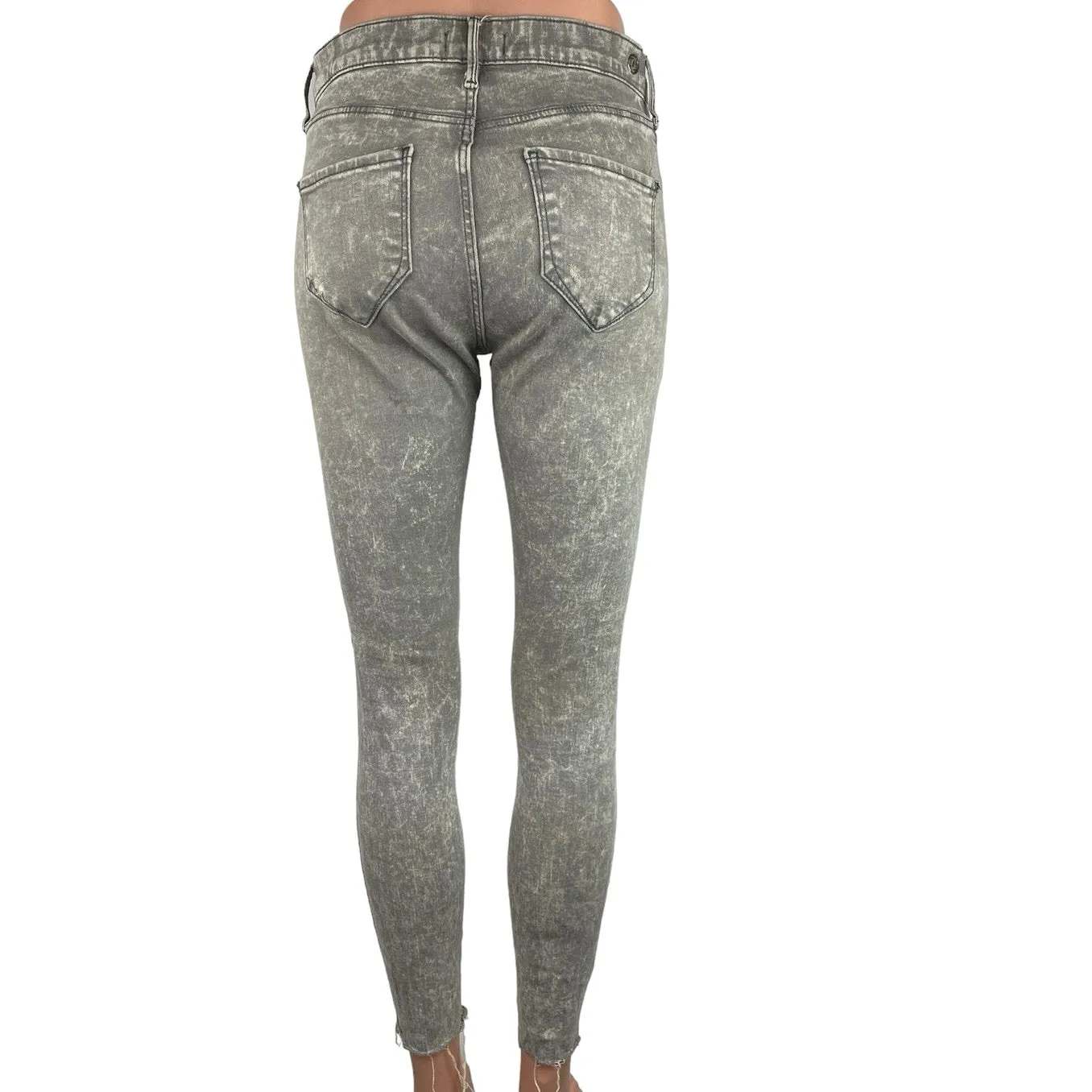 River Island Gray Acid Wash Mid Rise Cotton Stretch Denim Skinny Jeans Size 28