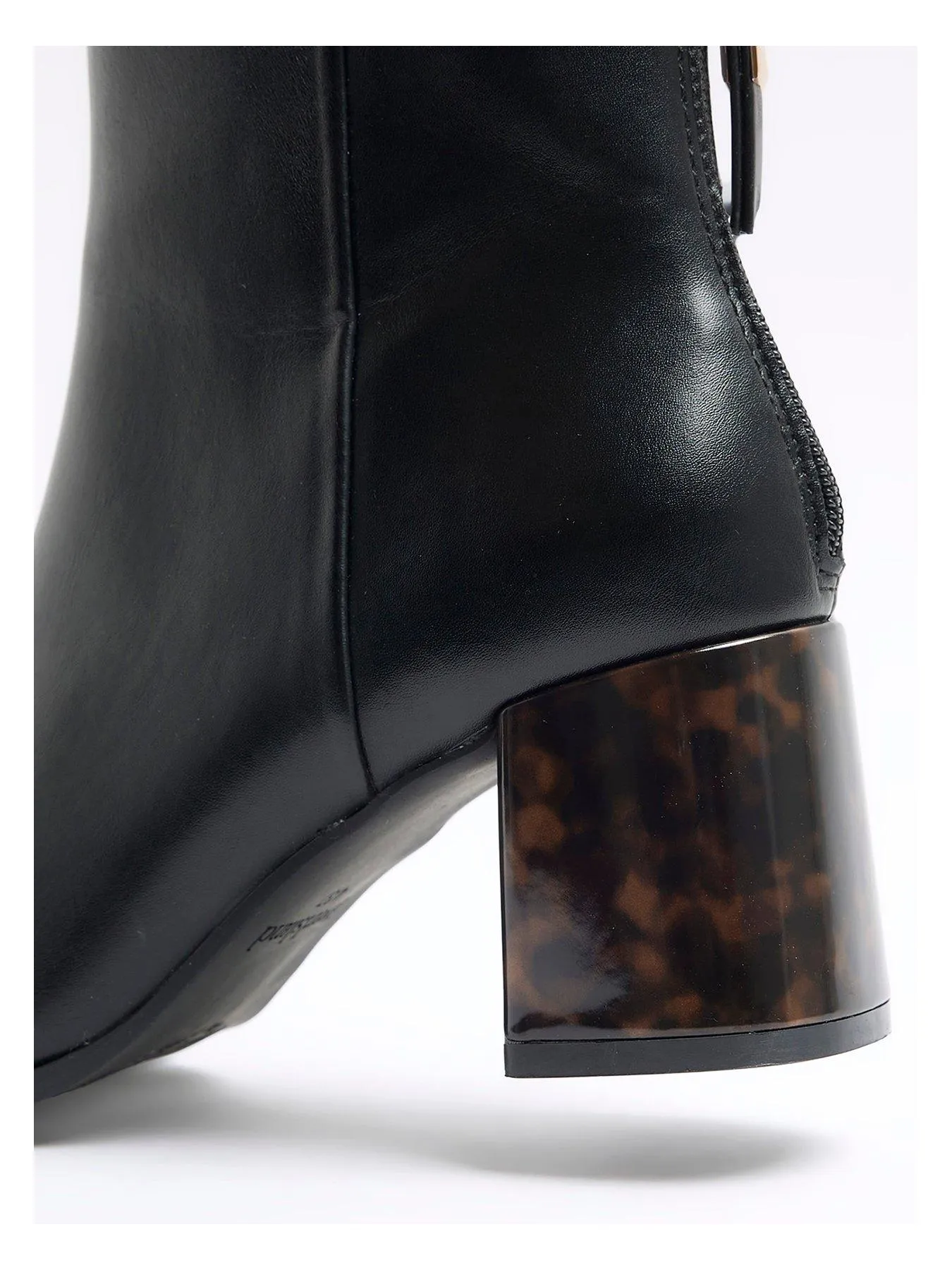 River Island Wide Fit Block Ankle Boot - Black