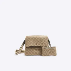 River Island Womens Brown Monogram Cross Body Bag And Purse