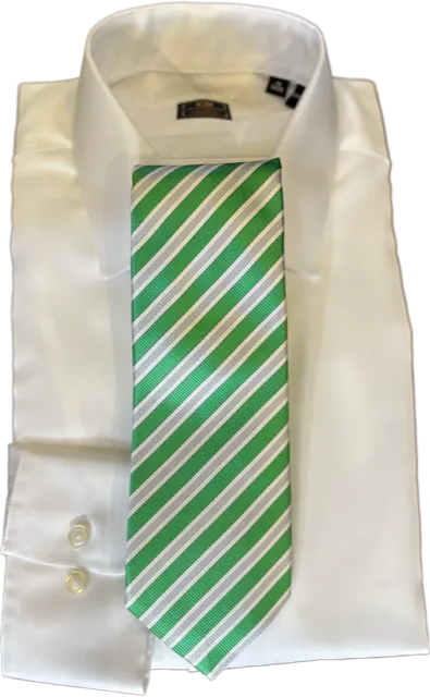 Robert Jensen Green With Blue Micro Stripe Necktie