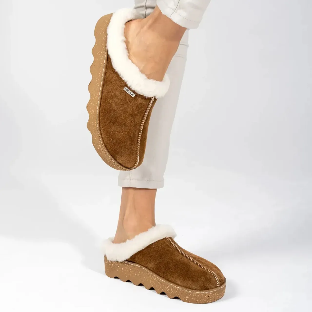 Rohde 6125-76 HUGGYS N°15 Tan Cuoio Nubuck Ladies Slipper