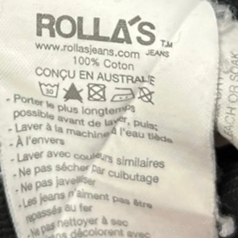 Rolla's Women's Black High Rise Original Cropped Straight Denim Jeans Size 30