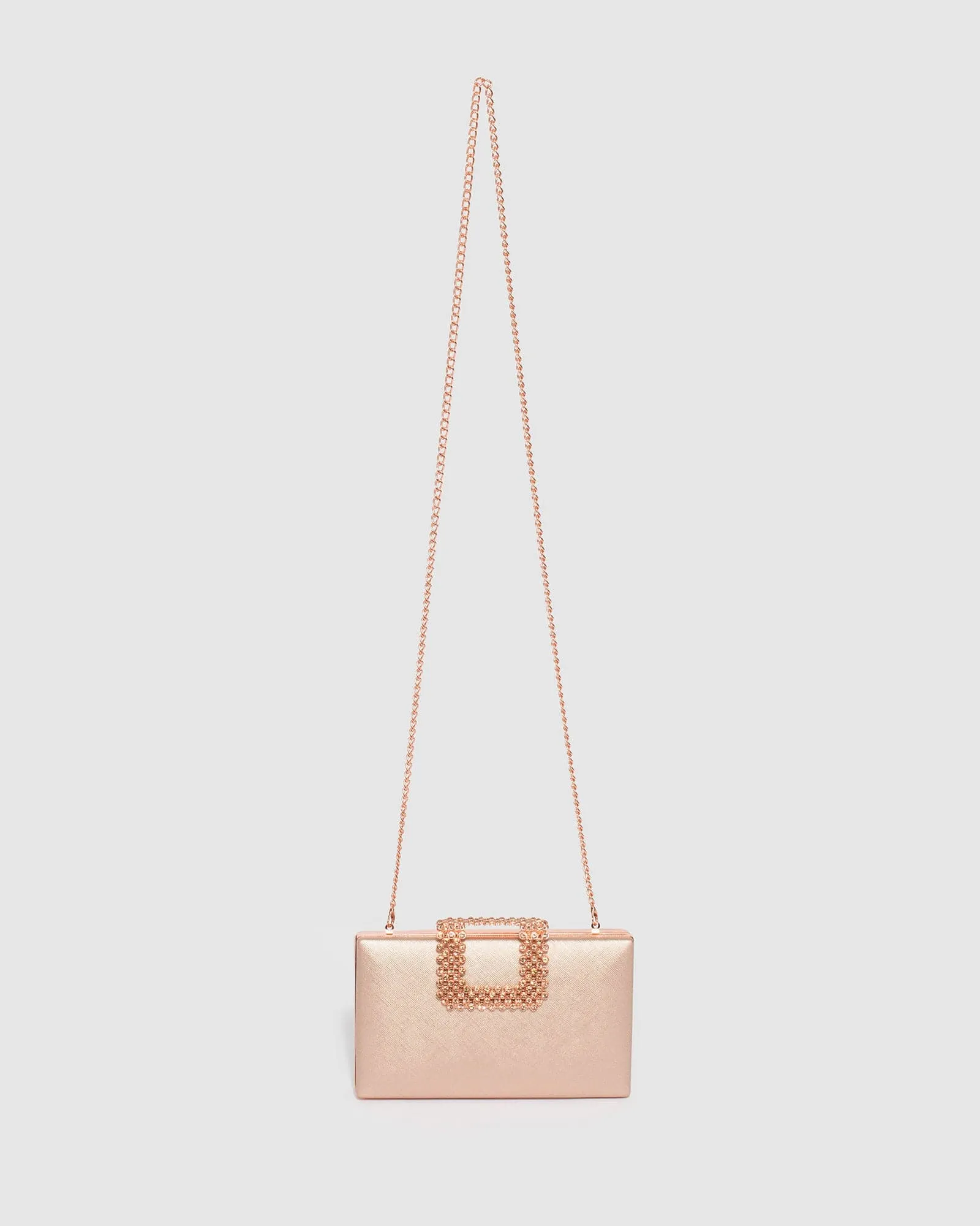 Rose Gold Karima Crystal Clutch Bag