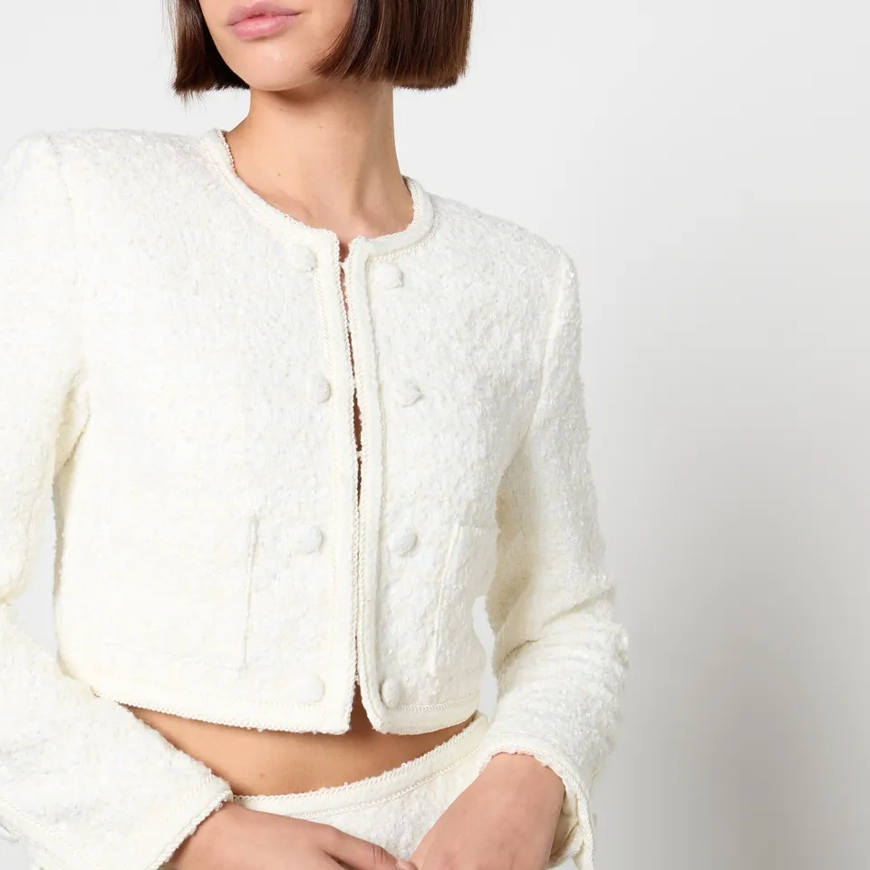 ROTATE Birger Christensen Sequinned Bouclé Cropped Jacket - DK 40/UK 12 | Coggles