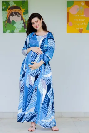 Royal Blue Concealed Zip Maternity & Nursing Maxi